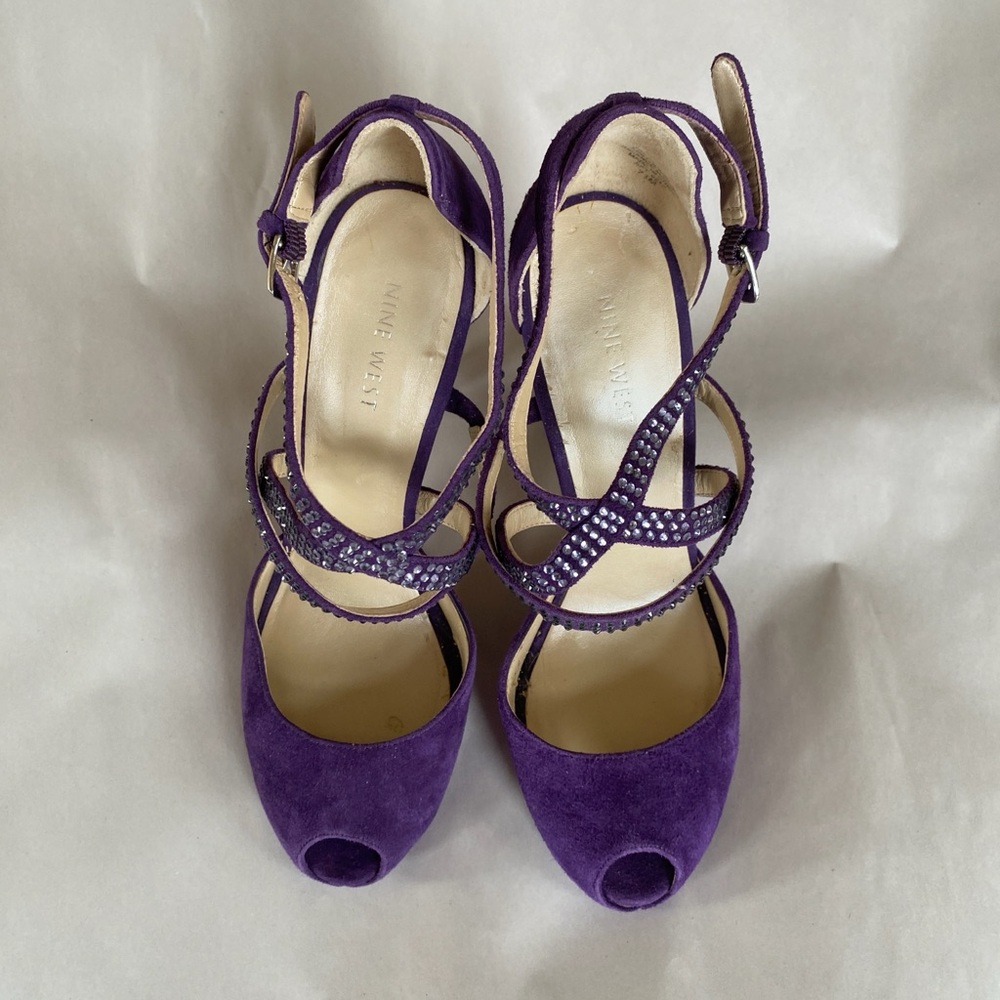 Nine West Purple Suede Strappy Heels - Picture 5 of 10